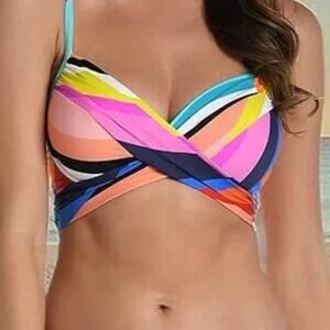 5008 NWOT La Blanca Women's Standard Wrap Bikini Swimsuit Top Multi//Sunscape, 8